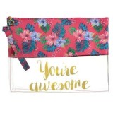Portfard transparent cu model floral, 29x22cm, fucsia, CMCLASS