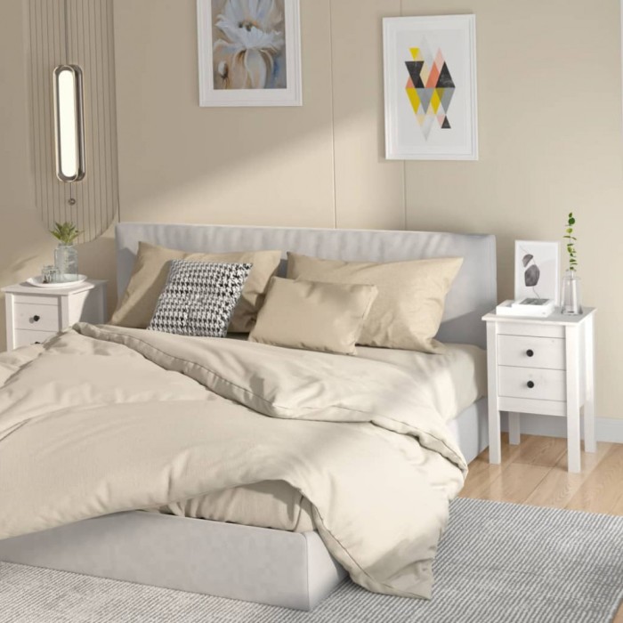 Gossi noptiere, 2 buc., alb, 40x35x61,5 cm, lemn masiv de pin