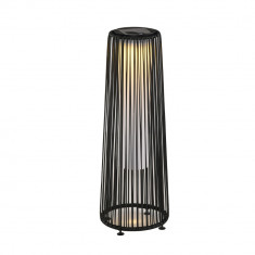 Outsunny Lanternă Solară de Grădină cu Panou de Încărcare, Lampă solară de Exterior din Metal și Ratan, Ø21.5x61 cm, Negru