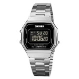 Ceas Digital Barbati SKMEI 1647 Argintiu , Afisaj LED, Functii Multiple, Design Irregular, Cronometru, Alarma, Rezistent la Apa 5ATM