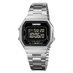 Ceas Digital Barbati SKMEI 1647 Argintiu , Afisaj LED, Functii Multiple, Design Irregular, Cronometru, Alarma, Rezistent la Apa 5ATM