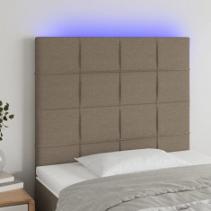 vidaXL Tablie de pat cu LED, gri taupe, 100x5x118/128 cm, textil foto
