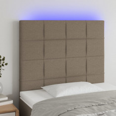 vidaXL Tăblie de pat cu LED, gri taupe, 80x5x118/128 cm, textil