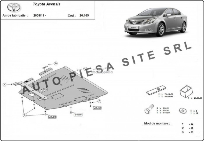 Scut metalic motor Toyota Avensis fabricata incepand cu 2008 APS-26,165