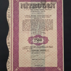 Actiune 1944 Soc. Nitrogen , titlu 5 actiuni , produse chimice , metalurgice