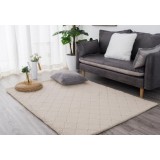 Covor Premium Belgian Model LOP Grofat 050, Marime 50 x 80 cm, Crem, Inaltime Fir 23 mm, Antiderapant, Antialergic, Poliester, Living, Dormitor, Sufra