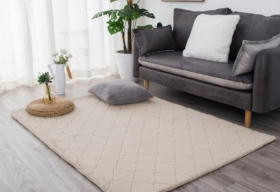 Covor Premium Belgian Model LOP Grofat 050, Marime 50 x 80 cm, Crem, Inaltime Fir 23 mm, Antiderapant, Antialergic, Poliester, Living, Dormitor, Sufra foto