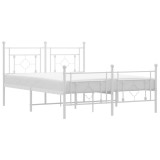 Cumpara ieftin Cadru de pat metalic cu tablie, alb, 140x200 cm