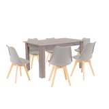 Set de masă Zara 6+1 gri-stejar York