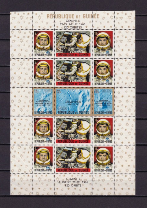 (C37)Guinea 1965 &quot;Spatiul cosmic USA&quot;,bl. 11A supra, CV 18&euro;,original NG,MNH