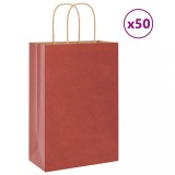 vidaXL Saci de h&acirc;rtie 50 buc cu m&acirc;nere roșii 21x11x31 cm