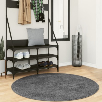 vidaXL Covor &amp;bdquo;OVIEDO&amp;rdquo;, fire scurte, antracit, &amp;Oslash; 120 cm foto