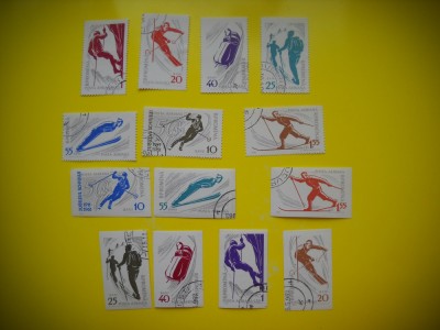 HOPCT LOT NR 236 SPORTURI DE MUNTE 1961 DANT/NED -14 TIMBRE VECHI-STAMPILAT RO foto