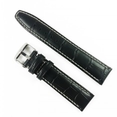 Curea de ceas Neagra din piele naturala - 18mm, 20mm, 22mm - WZ3392