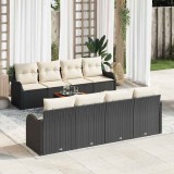 VidaXL Set de canapea de grădină de 9 piese cu perne, rattan poly negru și acacia