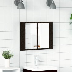 vidaXL Dulap cu oglindă de baie LED, stejar negru, 60x12x45 cm, lemn
