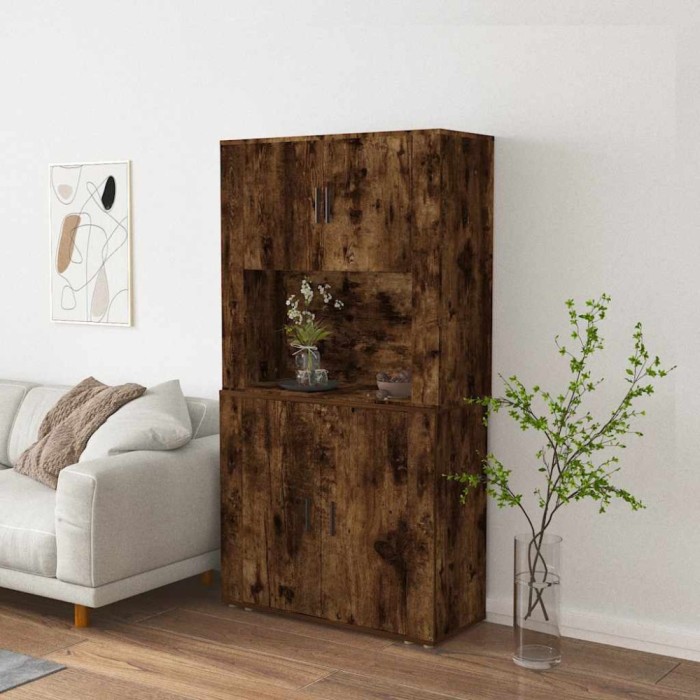 vidaXL Dulap &icirc;nalt, stejar fumuriu, lemn compozit 3185356