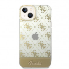 Husa Cover Guess PC/TPU Peony Glitter Script Logo pentru iPhone 14 Plus Gold foto