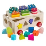 Sortator de Forme din Lemn, Vehicul de Tras, Multicolor, 21,5x13,5x13cm, CMCLASS
