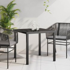vidaXL Masă de Grădină Negru 80 x 80 x 73 cm Lemn masiv de tec