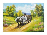Cumpara ieftin Tablou celebru Car cu boi pictat manual, 70x50cm ulei panza, reproducere Nicolae Grigorescu, Constantin Feraru