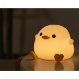 Lampa de Veghe pentru Copii, Flippy, din Silicon, Senzor Tactil, Model Ratusca, Lumina Calda, Timer Automat, Protectie pentru Ochi, Incarcare USB Pute