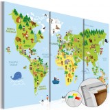 Cumpara ieftin Tablou din plută - Children&#039;s World [Cork Map] 120x80 cm