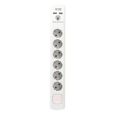 Prelungitor cu protec?ie la supratensiune, 6 prize, USB, alb, Home