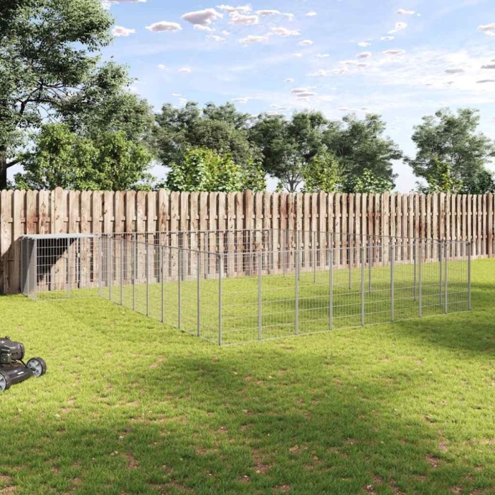 vidaXL Padoc pentru c&acirc;ini, argintiu, 25,41 m&sup2;, oțel 3082246