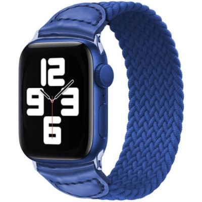 Curea iUni compatibila cu Apple Watch 1/2/3/4/5/6/7, 38mm, Braided Solo Loop, Blue foto