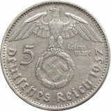 Q090 GERMANIA NAZISTA 5 MARCI REICHS MARK 1937 A ARGINT EF, Europa