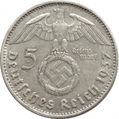 q090 GERMANIA NAZISTA 5 MARCI REICHS MARK 1937 A ARGINT EF