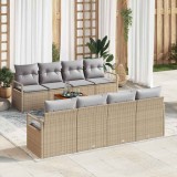 VidaXL Set de canapea de grădină 9 pcs Bej, gri deschis mare