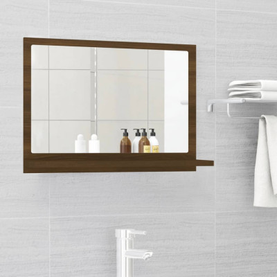 Oglindă de baie, stejar maro, 60x10,5x37 cm, lemn compozit foto
