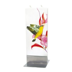 Lumanare plata pictata pasare pe floare Flatyz