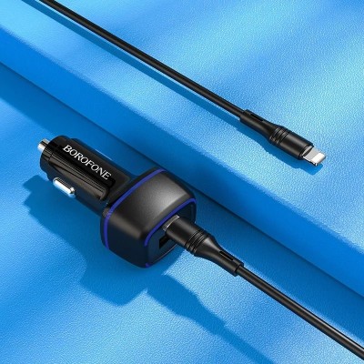 Incarcator auto Borofone BZ14A Mercury PD 20W + QC 3.0 set cu cablu Type-C Negru foto