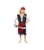 Costum carnaval Pirat cu dungi pentru fete, marime 130/140 cm (8-10 ani)