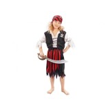 Costum carnaval Pirat cu dungi pentru fete, marime 110/120 cm (4-6 ani)