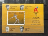 Coliță Auriu Letonia 1996 - JO Atlanta 1996, Campioni Olimpici Suliță, MNH -A150