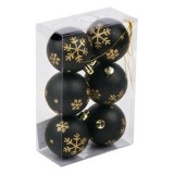 Set Globuri de Craciun Negre Mat Fulgi Aurii &Oslash;6cm - 6buc, CMCLASS
