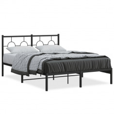 vidaXL Cadru de pat metalic cu tăblie, negru, 140x200 cm