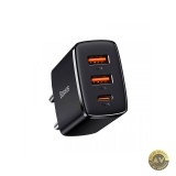 Incarcator Retea Baseus Compact 30W 3A 1 x USB-C - 2 x USB-A Negru CCXJ-E01