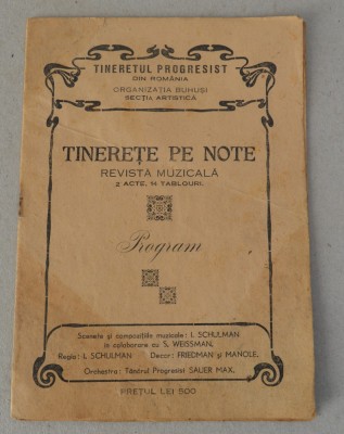 Tineretul progresist din Romania program revista muzicala foto