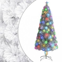vidaXL Brad de Crăciun artificial pre-iluminat alb 180 cm fibră optică 328451