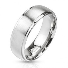 Verigheta din oțel de culoare argintie - dunga mată în centru, 6 mm - Marime inel: 57