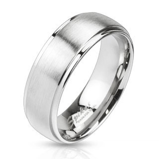 Verigheta din oțel de culoare argintie - dunga mată &amp;icirc;n centru, 6 mm - Marime inel: 52 foto