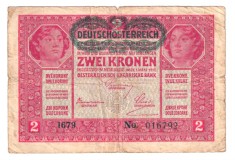 AUSTRIA 2 ZWEI KRONEN COROANE 1917 SERIE NEAGRA