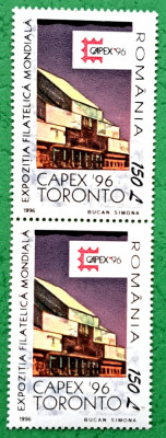 TIMBRE ROMANIA MNH LP1411/1996 Expozitia CAPEX 96 Toronto -Serie in pereche foto