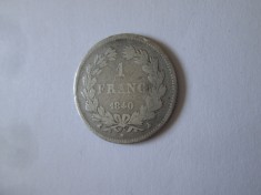 Rara! Franta 1 Franc 1840 A(Paris) argint Louis Philippe I
