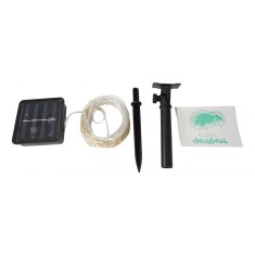 Instalatie craciun, 10 metri, 100 de led-uri, alb cald, cu energie solara, fir de cupru, liniar, interior/exterior, flippy